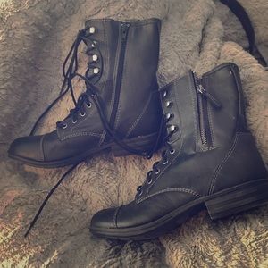 Black combat boots